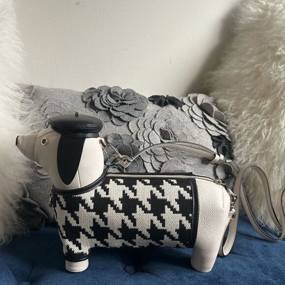 kate spade Handbags - KATE SPADE CLAUDE DACHSHUND HOUNDSTOOTH CROSSBODY NWT